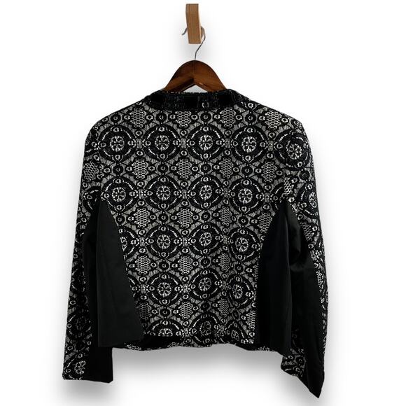 Michael Simon Lace Beaded Jacket Black Evening Bolero Party Petite L - Picture 4 of 11